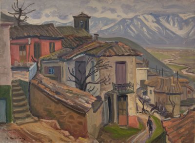 Goura Evening with Rain (Elina Muskema) — Oil painting, Canvas, 54.00×73.00cm — Theodoros Markellos